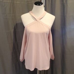 Loft Outlet Cold Shoulder Chic Blush Pink Halter Top SZ MD
